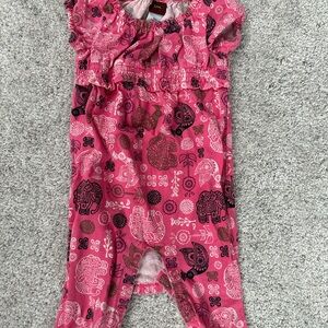 Tea Collection Pink Elephant Print Baby Romper